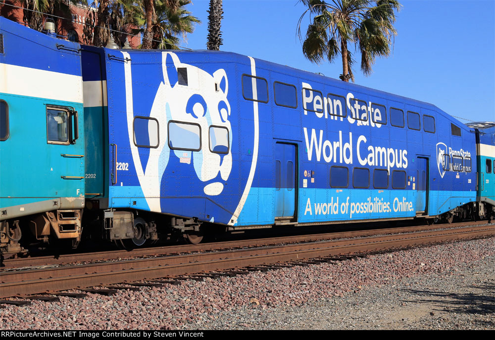 San Diego Coaster coach SDNX #2202 with ad wrap.